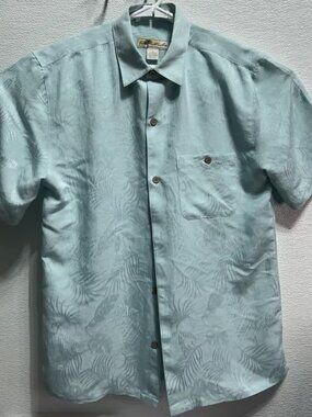 Joe Marlin Men's Short Sleeve Button Down Hawaiian Floral Shirt Blue Size Medium